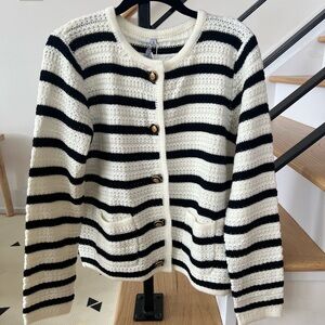 Striped Black and White Women's Cardigan